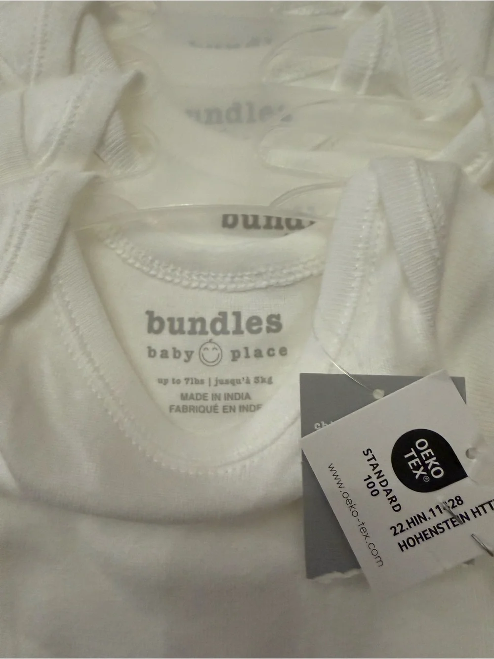 Bundles Baby Place 5 Pack White Newborn Bodysuits 100% Cotton NWT